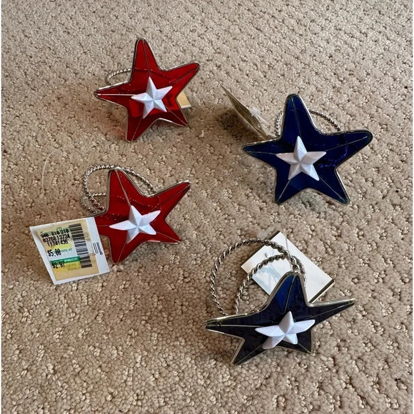 Fourth of July Star Napkin Holders Red White Blue - Picture 1 of 3